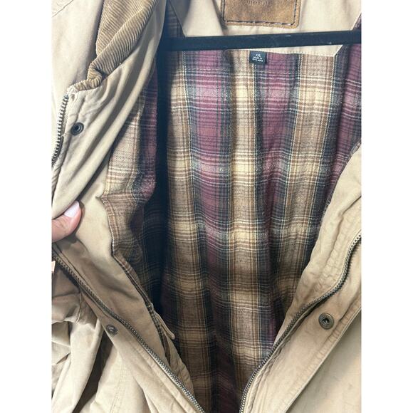 Sonoma Chore Coat Men XXL Tan Brown Corduroy Collar Flannel Lined Full Zip - Picture 5 of 10